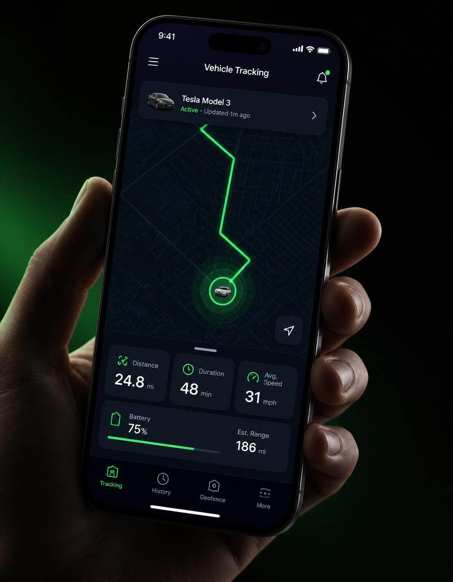 Aplicativo de rastreamento veicular MAP Rastreadores em um smartphone